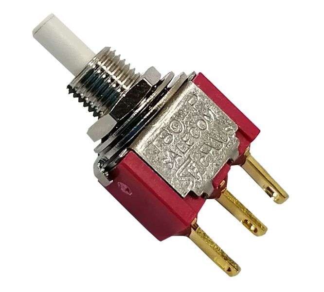 PUSH BUTTON SWITCH SPDT ON-MOM SOLDER 1A 125VAC P8701-FBRE