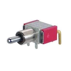 MINI TOGGLE SWITCH SPDT R/A (ON)-OFF-(ON) PC T8020A-TNR-E-H