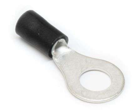 TERMINAL PRE-INS RING LUG BLACK R=6.4MM - 500/BAG RV 3.5-6