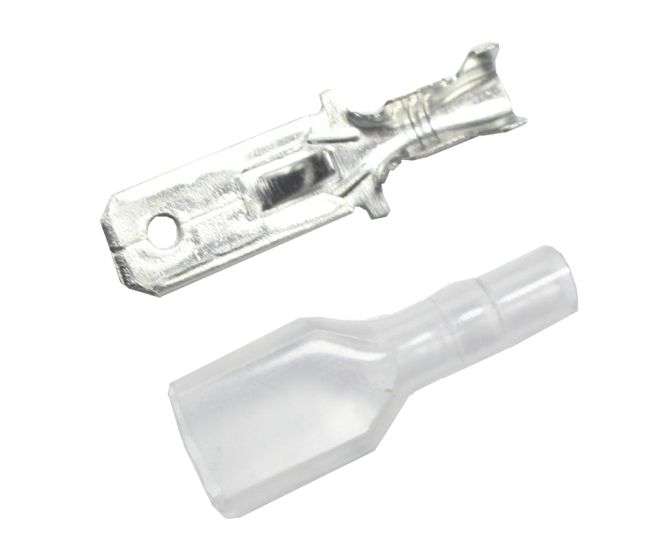 TERMINAL UN-INS BRASS 6.3mmx0.8 MALE WITH CLEAR COVER 200722