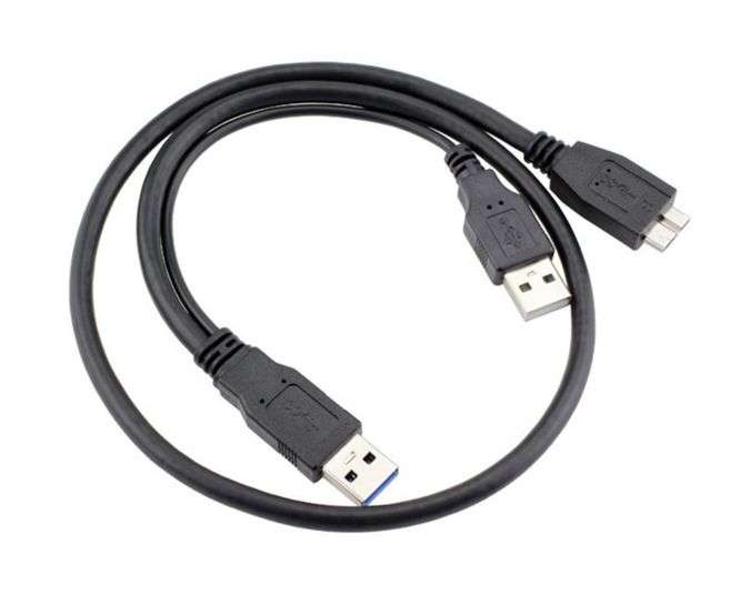 DUAL USB A - MICRO B USB 3.0 CABLE BLACK 1M 210410