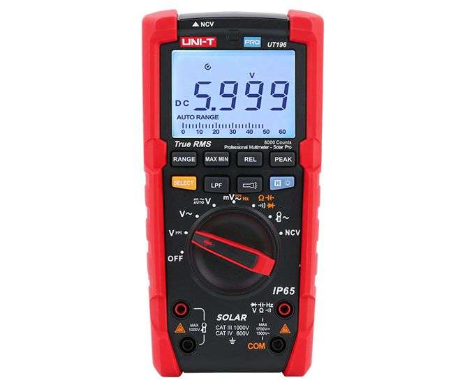 MULTIMETER T/RMS, PV, 1.7KV DC, 3KA AC IP65 UT196