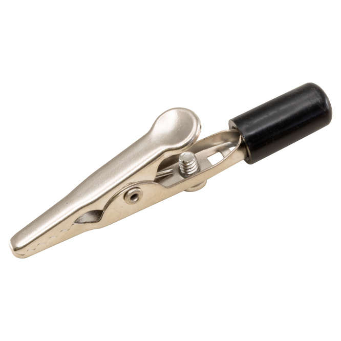 CROCODILE CLIP BLACK WITH 4mm BANANA SOCKET ENTRY WD031-BK