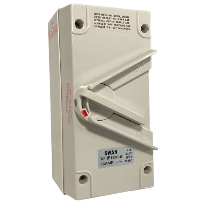 LOAD BREAK SWITCH 63A 3P 440VAC IP65 ENCL.LOCKABLE ISOLATOR ZZZ-LBE-OWL-363