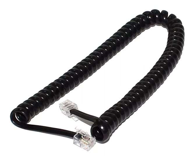 CURLY CORD CABLE / LEAD BLACK 4C ST 2M 2xRJ09 RJ9-4P4C