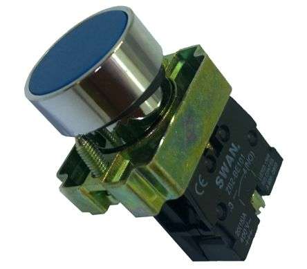 22mm PUSH BUTTON FLUSH BLUE 220VAC NO PB-ADP2-BA61