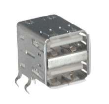 USB SOCKET DUAL R/A PCB TYPE-A 1A 3A Y99006 BLACK INSERT