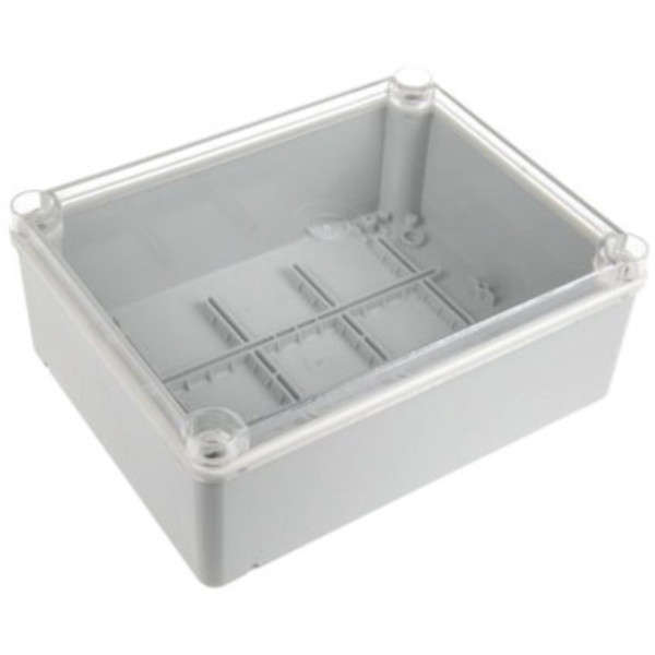 PLASTIC ENCLOSURE GREY BASE CLEAR LID 120x120x55 EWP-060-539