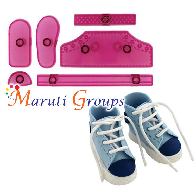 6PCS/SET Baby Shoe Sneaker Shape DIY Cake Mold high-top Shoes Confectionery Cut Decorating Plastic F