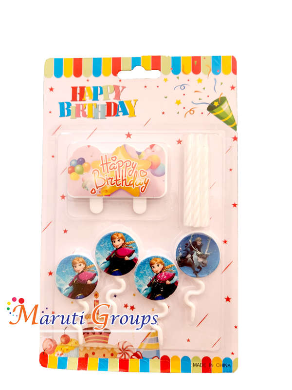 Frozen Candles Set for Cake Decorating - Sorted Pictures - Happy Birthday Candles
