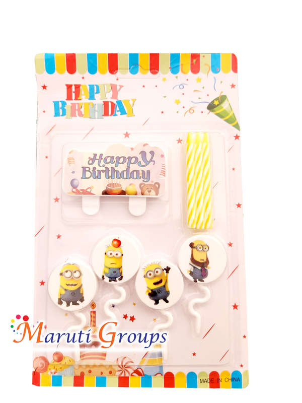 Minions Candles Set for Cake Decorating - Sorted Pictures - Happy Birthday Candles