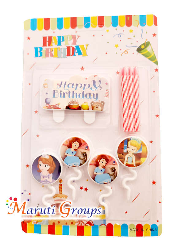 Sofia the First Candles Set for Cake Decorating - Sorted Pictures - Happy Birthday Candles