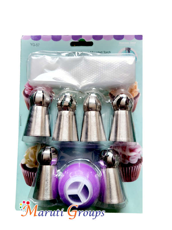 8pc Russian Spherical Cream Mounted Torch Flower Mouth Cake Tool Nozzle Set