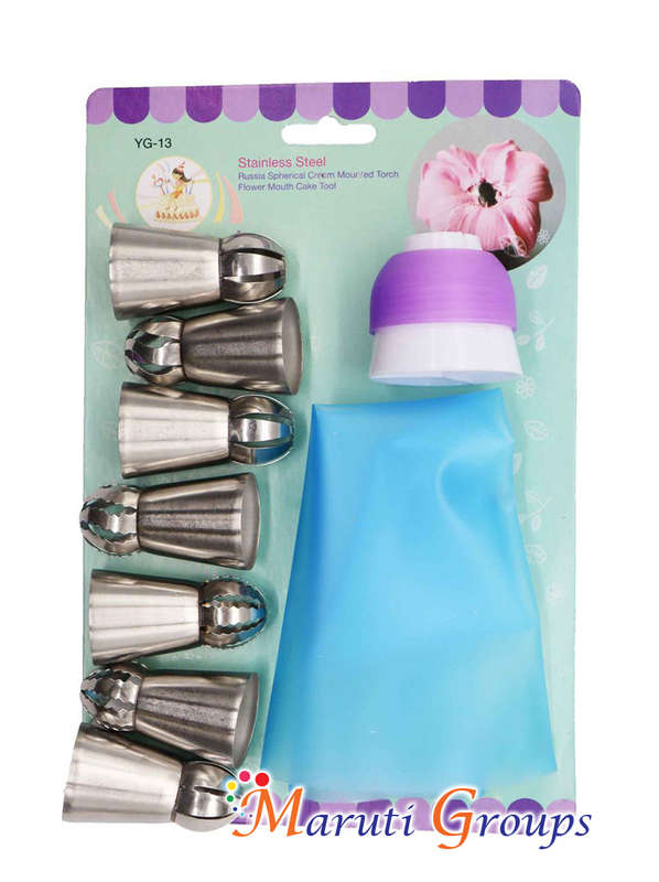 9pc Russian Spherical Cream Mounted Torch Flower Mouth Cake Tool Nozzle Set