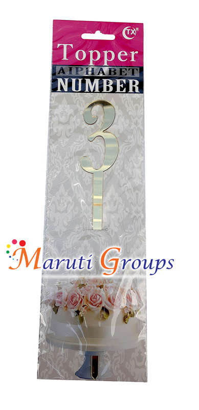 Numbers 3 Cake Topper for cake decorating - Gold
