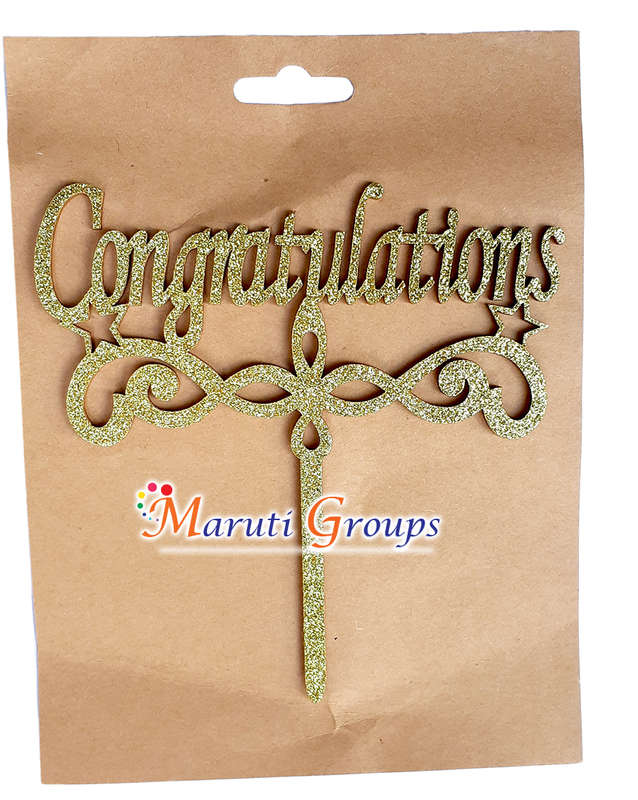Congratulations Cake Topper For Cake Decorating - Gold