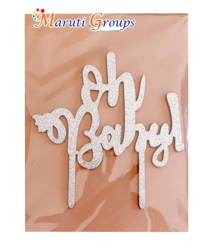 Oh Baby Cake Topper for cake decorating - Silver
