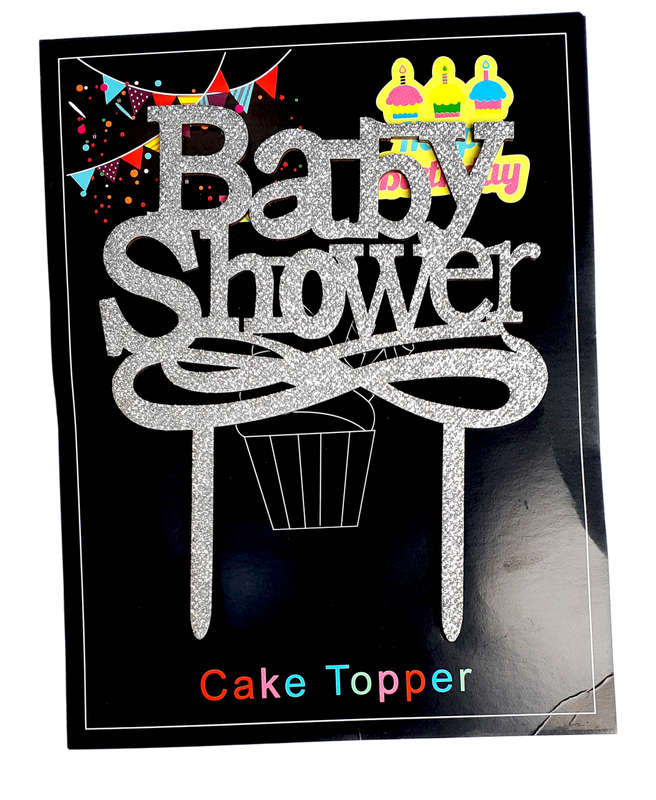 Baby Shower Cake Topper for cake decorating - Silver