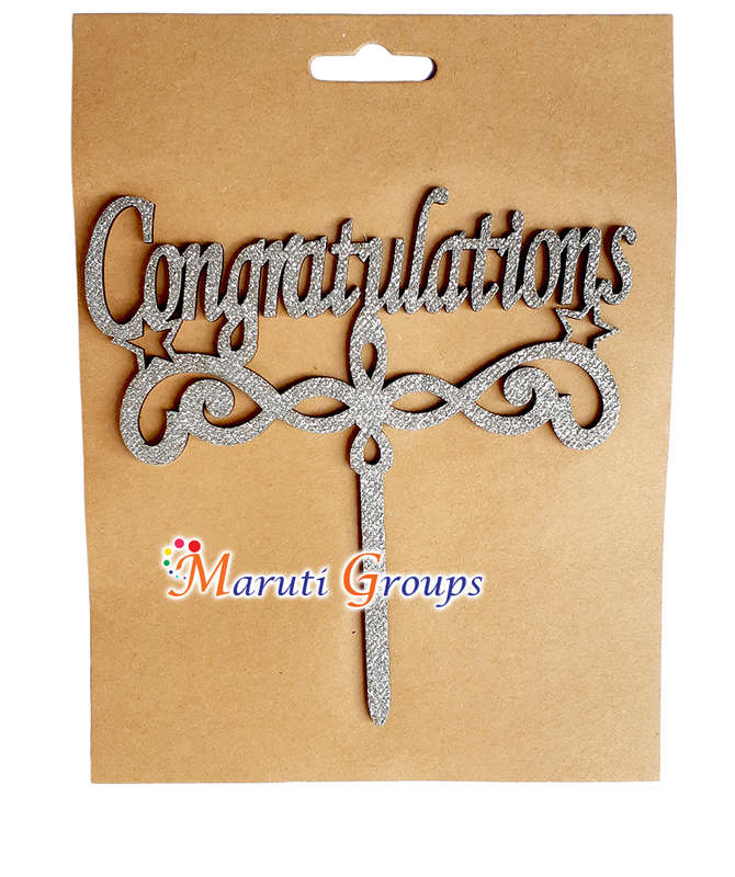 Congratulations Cake Topper For Cake Decorating - Silver