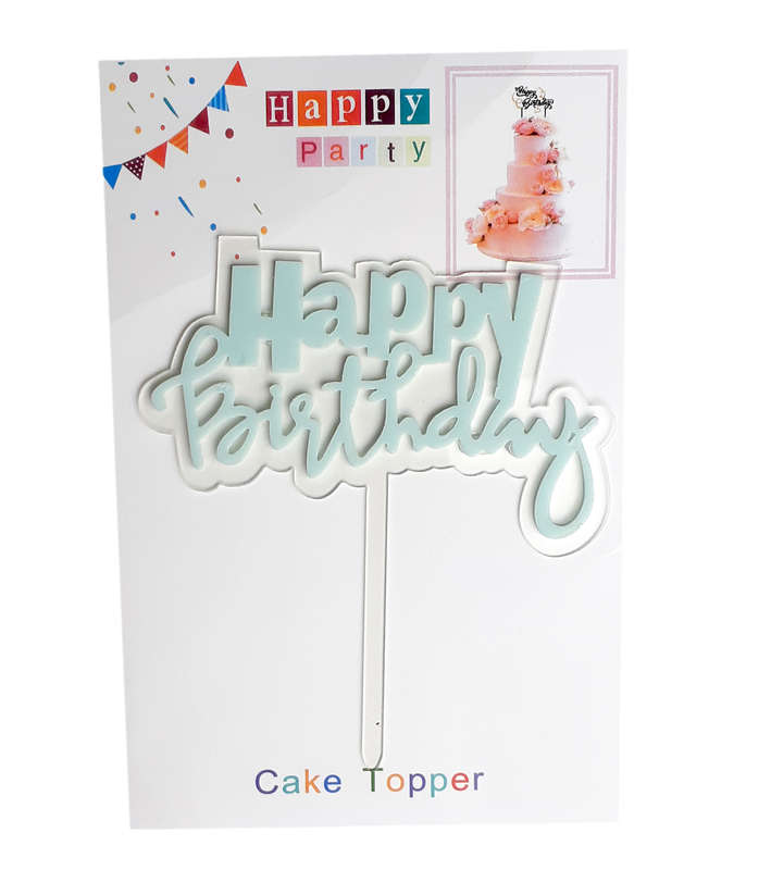 Happy Birthday Cake Topper for cake decorating - Blue