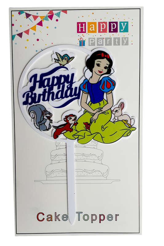 Snow-white Happy Birthday Cake Topper for cake decorating