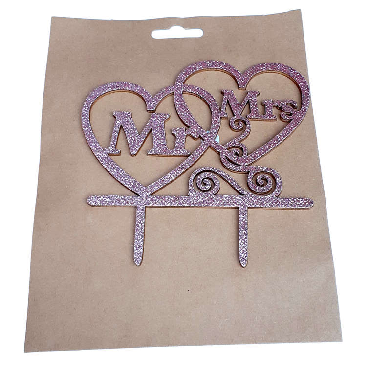 Mr & Mrs Cake Topper for cake decorating  - Pink