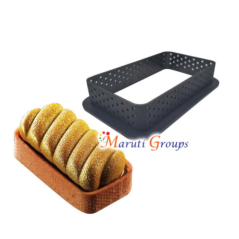 Rectangle Tart Ring, Heat-Resistant Perforated Cake Mousse Ring for cake decorating