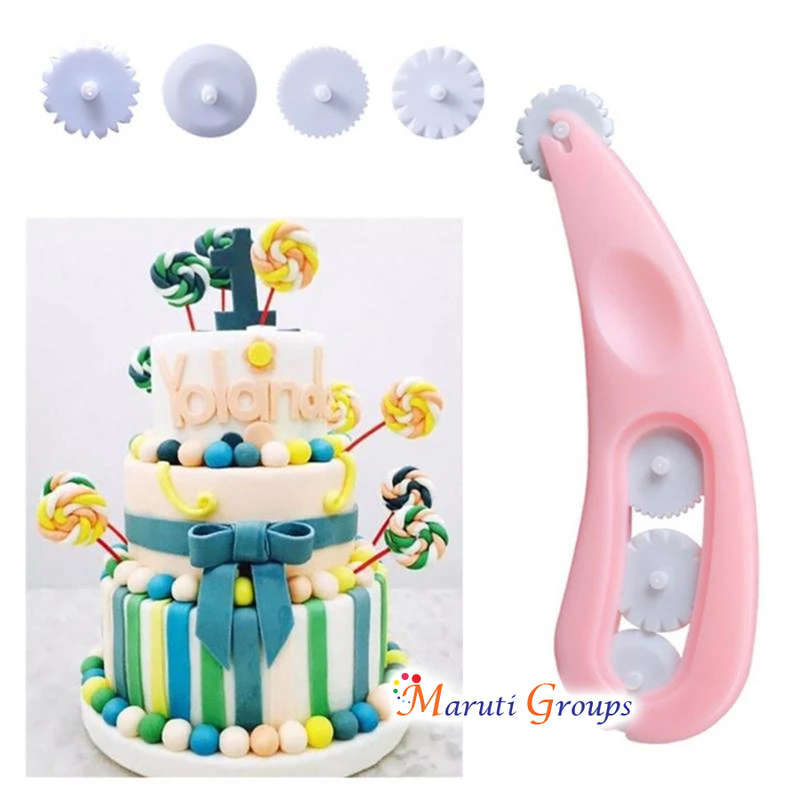 4 Wheels Fondant Embosser Cutter Icing Stitching Cutter Paste Embosser Pastry Icing and Modelling To