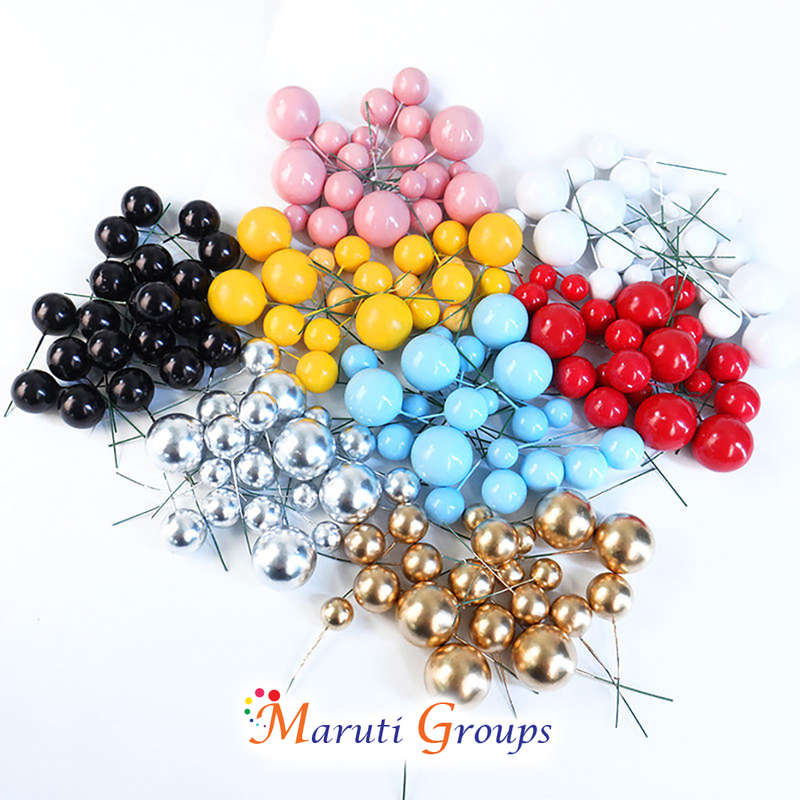 Faux Balls Cake Topper Set For Cake Decorating - Red - 20pc