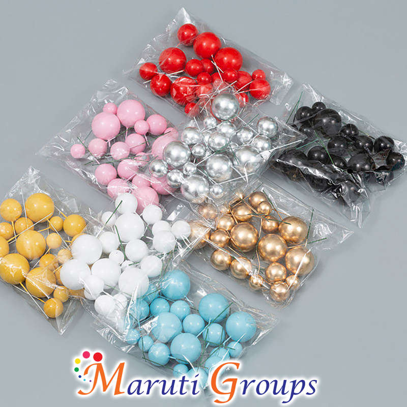 Faux Balls Cake Topper Set For Cake Decorating - Red - 20pc