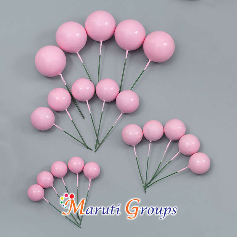 Faux Balls Cake Topper Set For Cake Decorating - Pink - 20pc