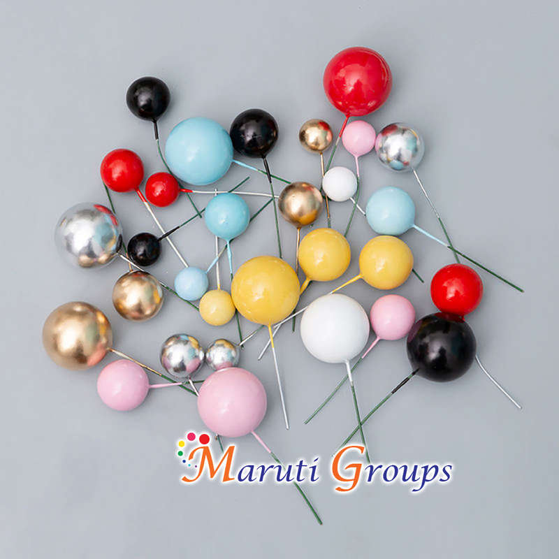 Faux Balls Cake Topper Set For Cake Decorating - Red - 20pc