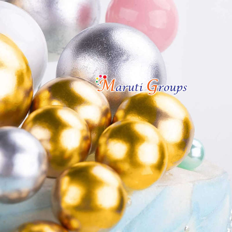 Faux Balls Cake Topper Set For Cake Decorating - Gold - 20pc