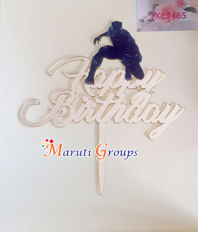 Happy Birthday Black Panther Cake Topper for cake decorating