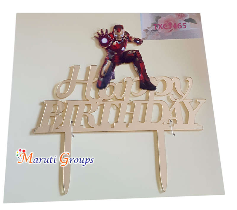 Happy Birthday Iron-man Cake Topper for cake decorating
