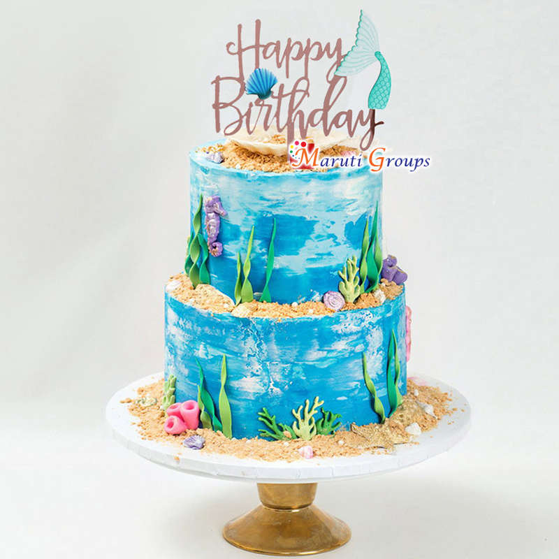 Happy Birthday Mermaid Tail Cake Topper for cake decorating
