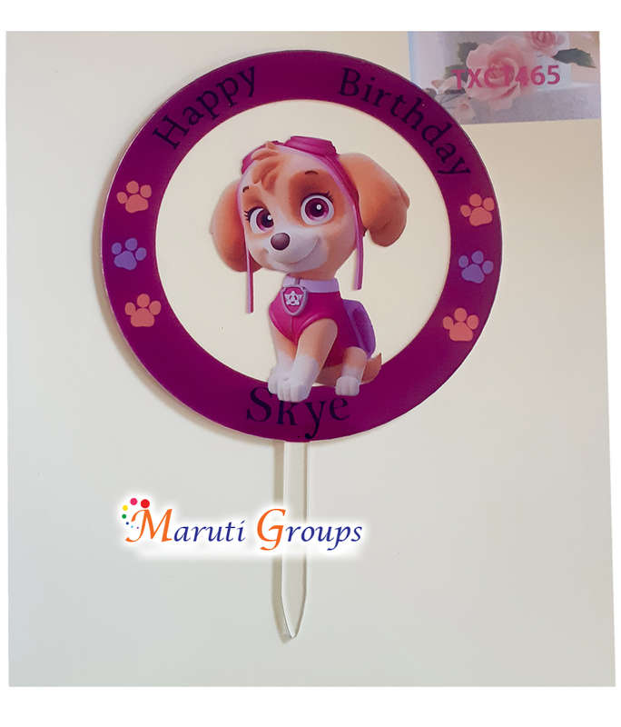 Happy Birthday Paw Patrol - Skye Cake Topper for cake decorating