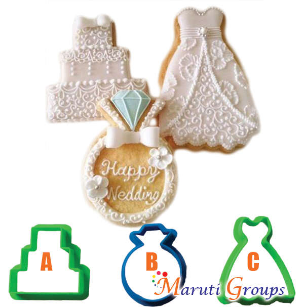 Wedding Dress, Cake & Ring cookie cutter