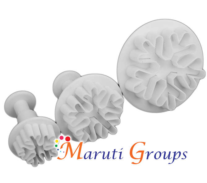 3pc Snowflake plunger cookie cutter
