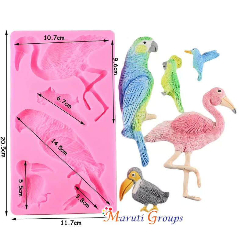 Tropical birds- Flamingo, Cockatoo, Toucan, Parrot and Humming Bird