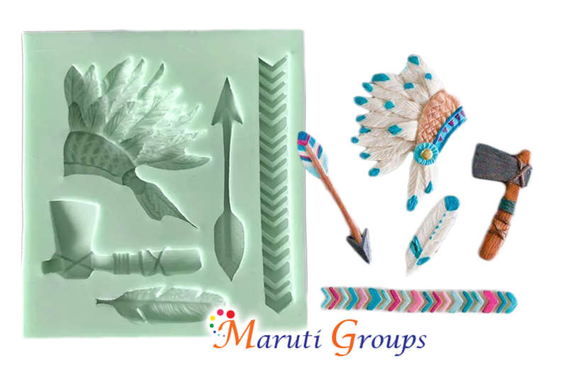 Native Indian Themed Silicone Mold, Arrow, Feather, Ax Silicone Mould