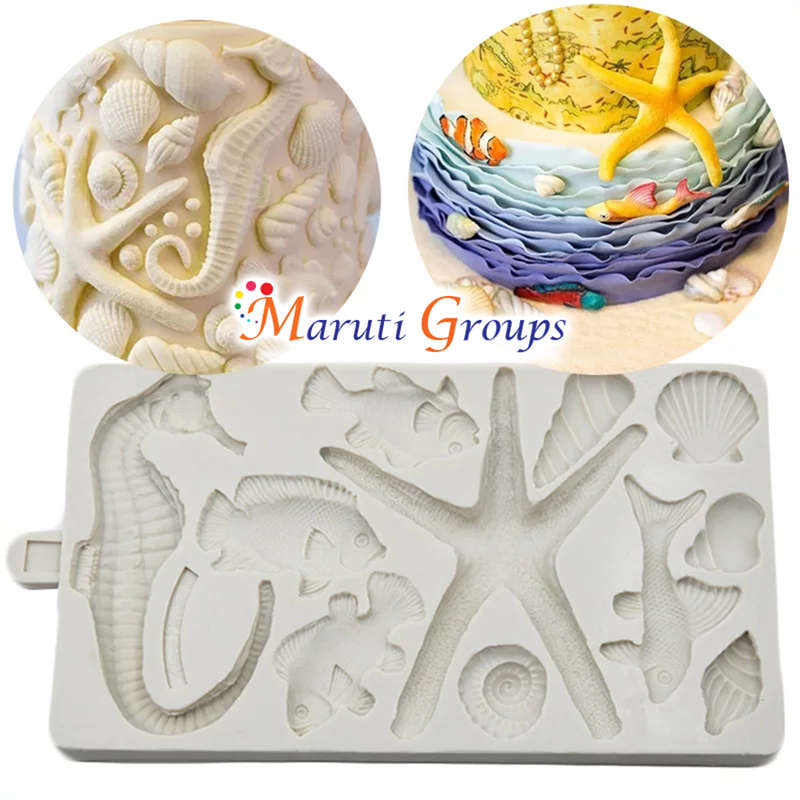 Sea Theme - Sea Horse, Starfish, Sea Shell, Fish Silicone Mould