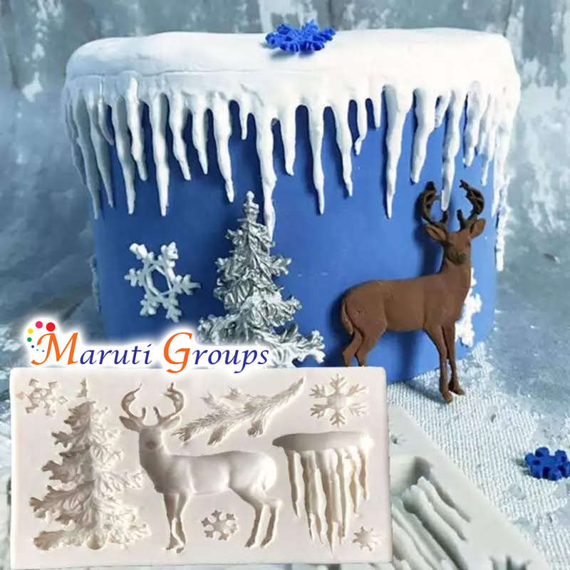Christmas Theme Silicone Mold, 3D Deer, Snowflake, Elk, Christmas Tree