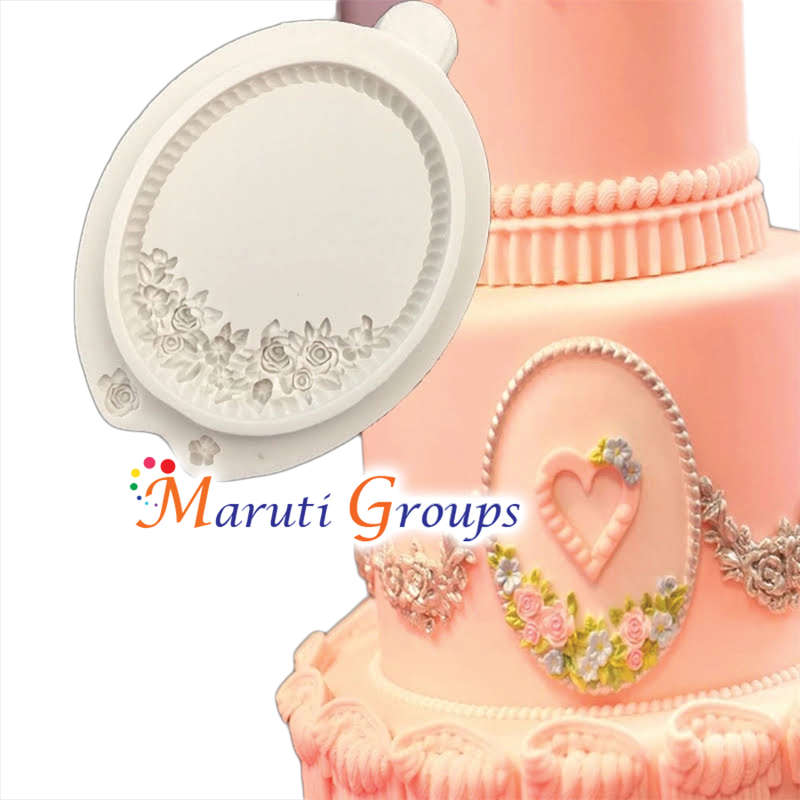 Oval Rose Flower Frame/ Oval Plaque Silicone Mold