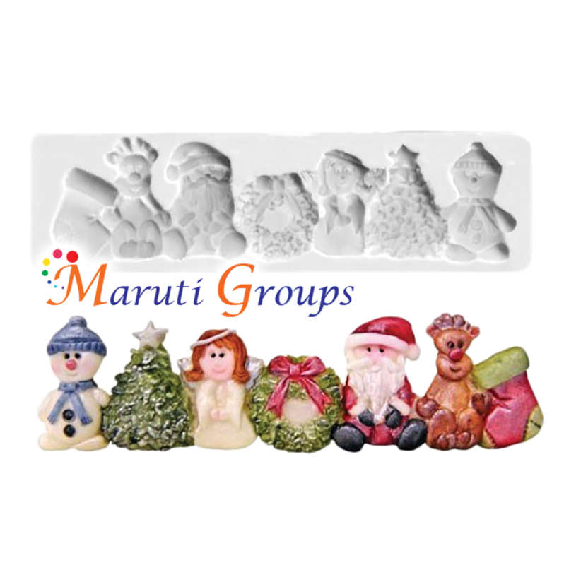 Christmas Border Silicone Mould - Santa, Snowy Decoorations