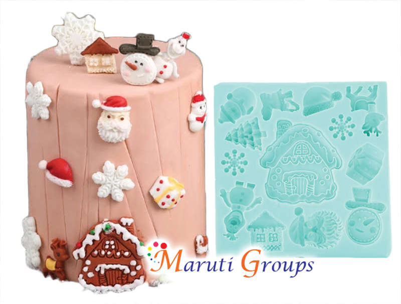 Santas Essentials Silicone Mould - Gingerbread House, Presents, Teddy Bear, Stockings, Chrismas Tree