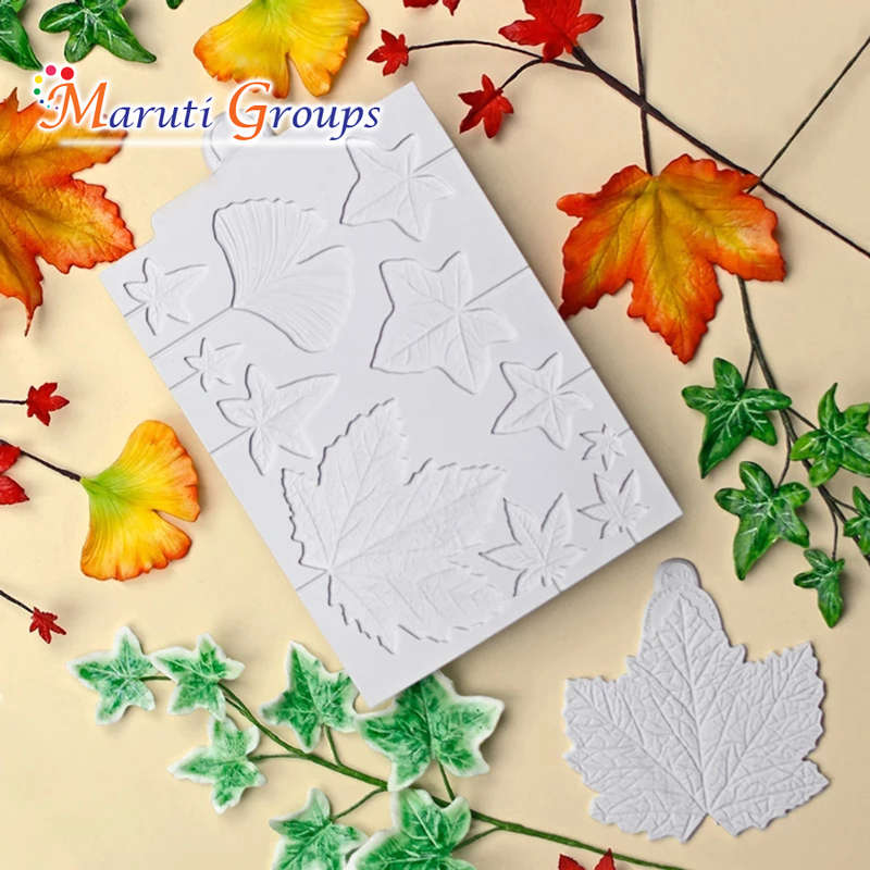 Veiner Maple, Ivy and Ginkgo Leaves Silicone Mould