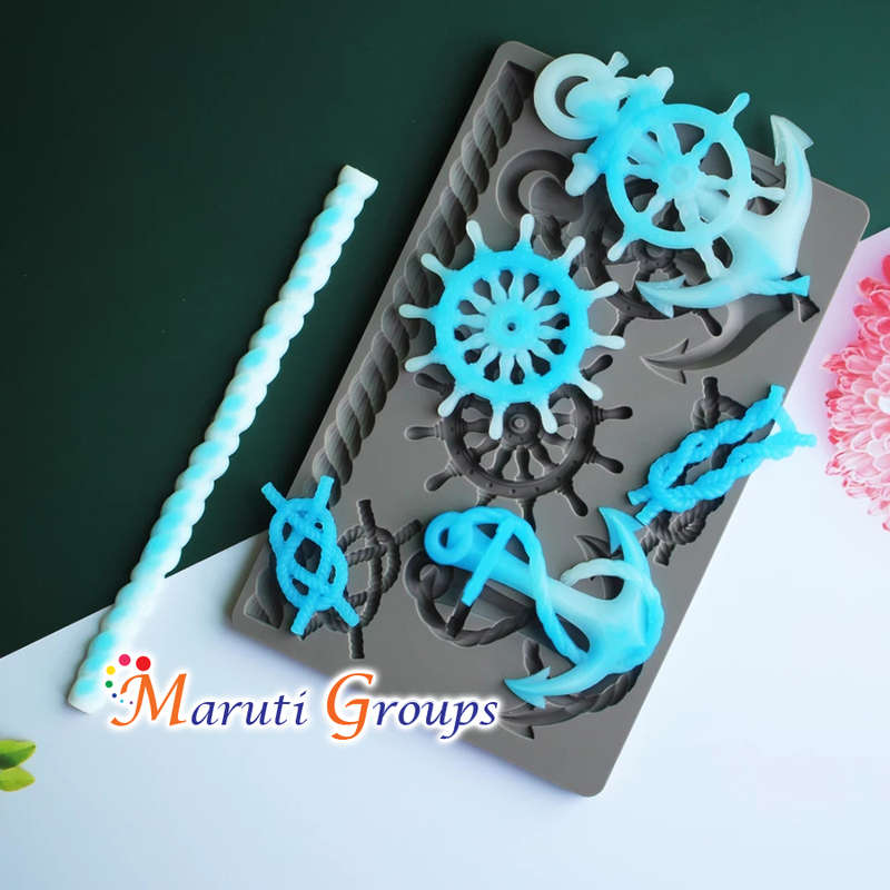 Nautical Anchor, Ship Steering, Rope Silicone Mould