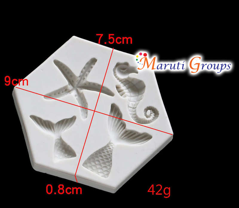 Mermaid Tail , Star fish , Sea horse - Sea Animals Silicone Mould