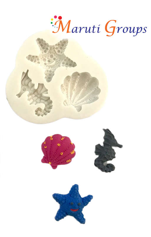 Starfish , Sea horse , Sea Shell - Sea Animals Silicone Mould